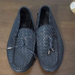 Bottega Veneta Navy Woven Loafers